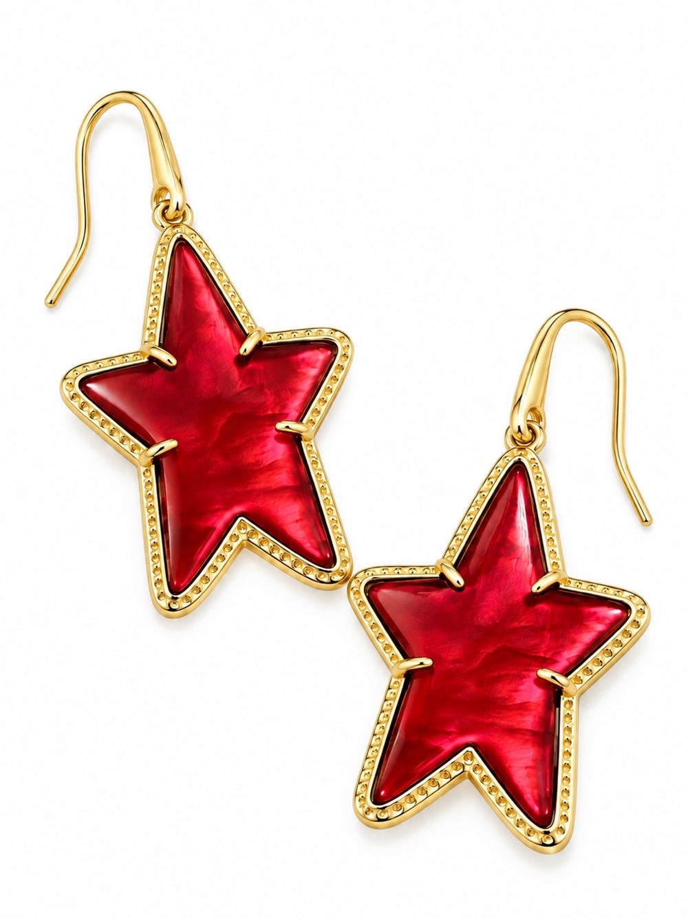 Kendra Scott Ada Gold Star Drop Earrings in Cobalt Red Illusion